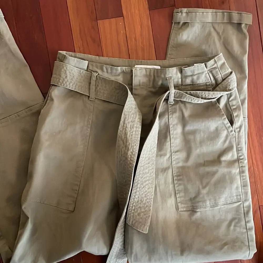 NEW O'Neill Dillon Woven Pants Green Cargo Cuffed Belted Preppy Summer Vacation